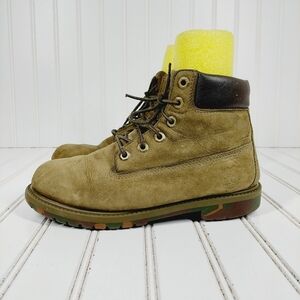 Timberland 6 Inch Premium Olive Leather Nubuck Lace Up Ankle Boots E204
